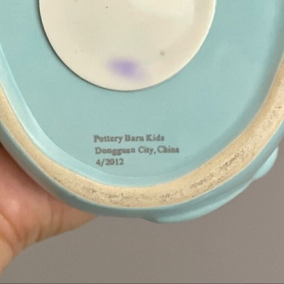 Pottery Barn Kids PBK Baby Blue Ceramic Lion Coin Bank - Picture 7 of 9